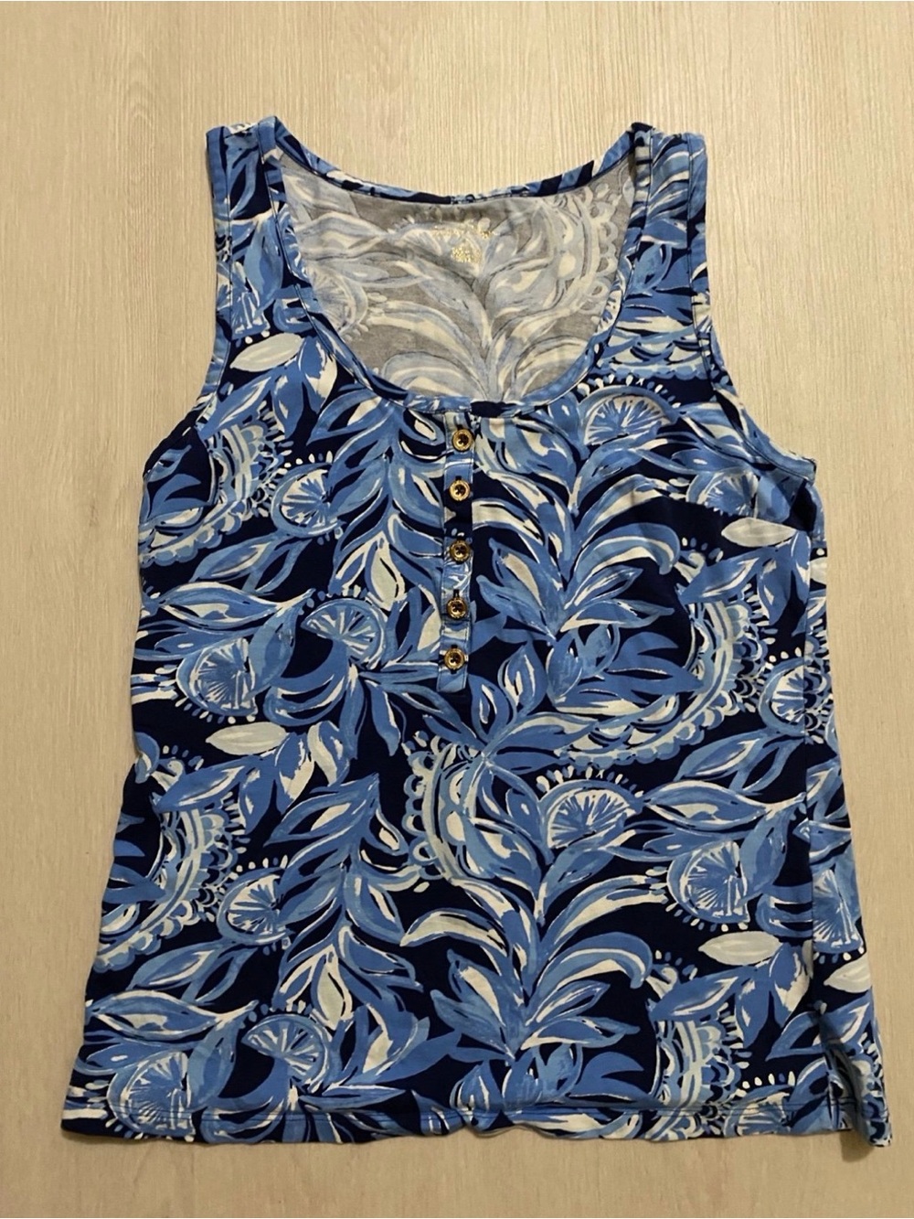 Lilly Pulitzer High Tide Navy You’re The Zest Lemons Merrill Tank Top Sz. Small